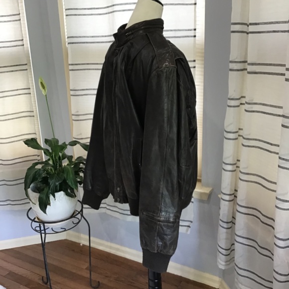 U2 Wear Me Out Mens Size 42 Vintage Brown Bomber Jacket 100% Genuine Leather 90s - Picture 7 of 16